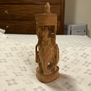 Hand carved elephant with rider from India